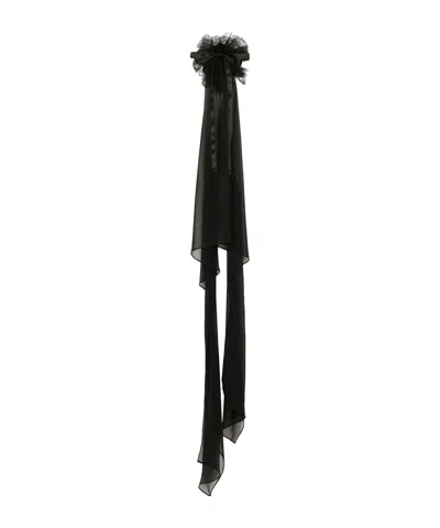 Dolce & Gabbana Floral-appliqué Silk Scarf Top In Black