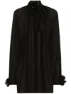 Dolce & Gabbana Silk Flower-detail Blouse In Black
