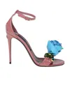 Dolce & Gabbana Kiera Sandal In Patent Leather With  Flower In Multicolor