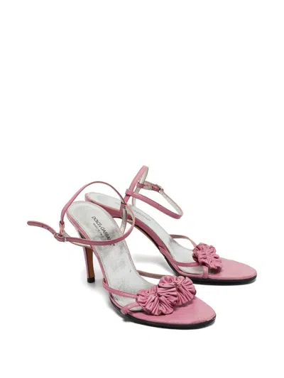 Pre-owned Dolce & Gabbana Floral-appliqué Sandals In Pink