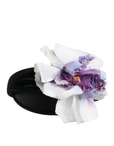Dolce & Gabbana Floral Appliqué Silk Headband In White