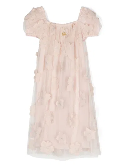 Dolce & Gabbana Kids' Floral Appliqué Dress (8-12+ Years) In Pink