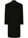 Dolce & Gabbana Floral-appliqué Virgin Wool Coat In Black