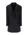 Dolce & Gabbana Floral-appliqué Wide-lapels Blazer In Black