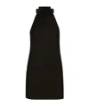 Dolce & Gabbana Black Mini Dress With Floral Detail In Wool Woman In Black