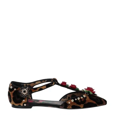 Dolce & Gabbana Floral Ballet Shoes In Black