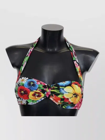 Dolce & Gabbana Floral Bandeau Bikini Top Twisted Center In Multi