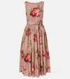 Dolce & Gabbana Abito Midi In Cotone Rosa Con Stampa Fiori Dolce E Gabbana In Pink