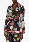 Dolce & Gabbana Belted Floral-print Silk-twill Shirt In Multicolor