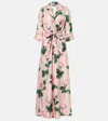 Dolce & Gabbana Floral Belted Silk Satin Maxi Dress In Multicoloured