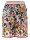 Dolce & Gabbana Elastic Waistband Floral Bermuda Shorts With Drawstring