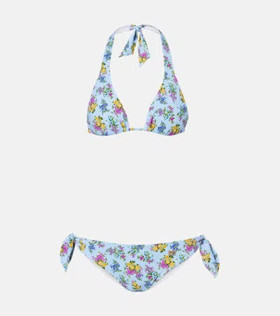 Dolce & Gabbana Floral Bikini In Blue