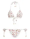 Dolce & Gabbana Small Rose-print Triangle Bikini In Multi