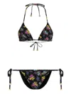 Dolce & Gabbana Adjustable Triangle Bikini Set With Thong Bottoms In Black