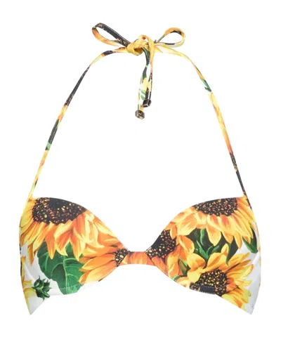 Dolce & Gabbana Floral Bikini Top In Yellow