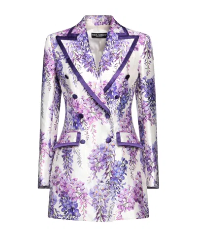 Dolce & Gabbana Floral Blazer In Blue