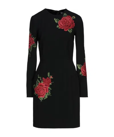 Dolce & Gabbana Floral Bodycon Dress In Black