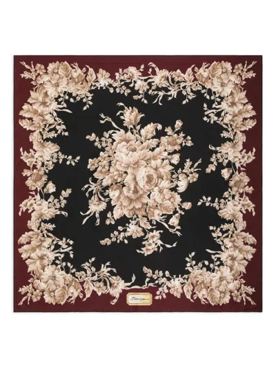 Dolce & Gabbana Floral-border Silk Scarf In Red