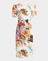 Dolce & Gabbana Midi Dress In Cretonne With A Bouquet Print In Multi