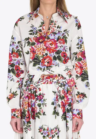 DOLCE & GABBANA FLORAL BOUQUET PRINT LONG-SLEEVED SHIRT