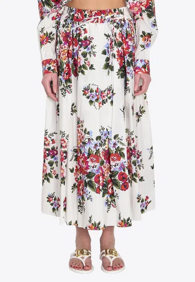 Dolce & Gabbana 'mazzo Di Fiori' Skirt In White