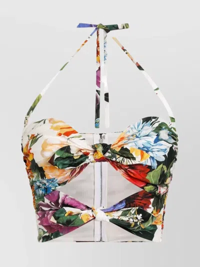 DOLCE & GABBANA FLORAL BOUQUET-PRINT POPLIN TOP