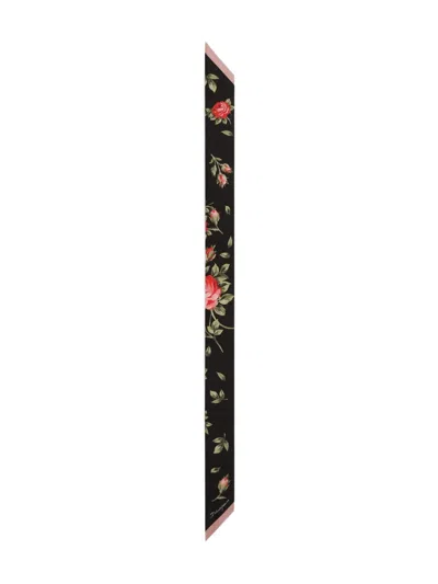 Dolce & Gabbana Floral Bouquet Scarf In Black