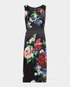 Dolce & Gabbana Floral Bouquet Sleeveless Midi Sheath Dress