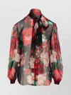 Dolce & Gabbana Shirt With Bow In Chiffon With Floral Print