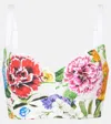 Dolce & Gabbana Multicolor Top With All-over Floral Motif And Adjustable Shoulder Straps In Cotton Blend Woman In White