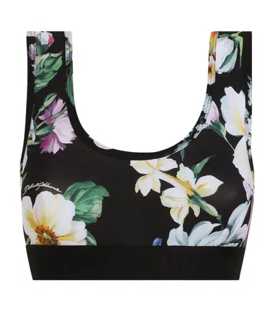 Dolce & Gabbana Floral Bralette In Black