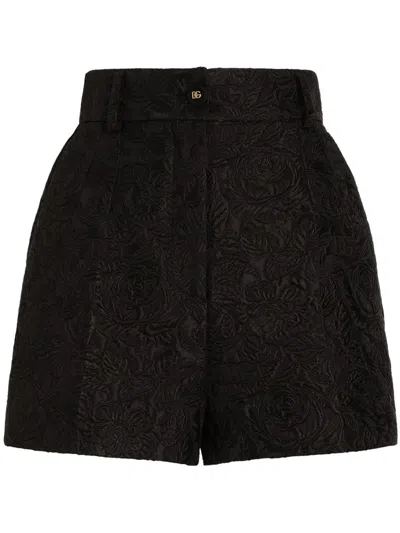 DOLCE & GABBANA FLORAL BROCADE-EFFECT SHORTS