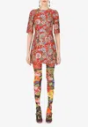 Dolce & Gabbana Floral Brocade Mini Dress In Red