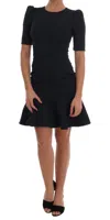 Dolce & Gabbana Black Blue Flare Mini Dress In Black