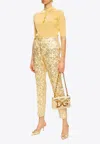 Dolce & Gabbana Floral Brocade Pants In Gold