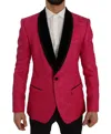 Dolce & Gabbana Pink Floral Brocade Slim Blazer Jacket In Pink