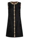 Dolce & Gabbana Peony Brocade Embellished Mini Dress In Black