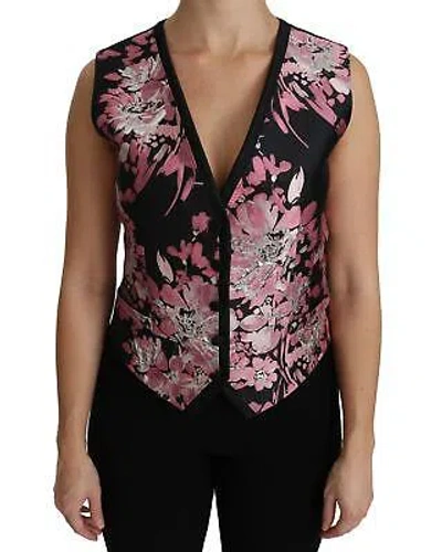 Pre-owned Dolce & Gabbana Floral Brocade Silk Waistcoat Blackpink - Waistcoats -size 38