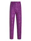 Dolce & Gabbana Floral-brocade Tailored Trousers In Purple