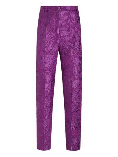 DOLCE & GABBANA FLORAL-BROCADE TAILORED TROUSERS