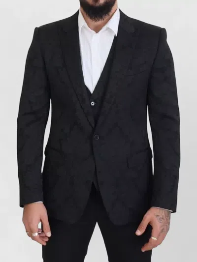 Dolce & Gabbana Floral Brocade Two Piece Martini Suit In Black