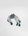 Dolce & Gabbana Floral Brooch With Rhinestones In Black