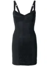 Dolce & Gabbana Structured Lace-detail Fitted Mini Dress In Black