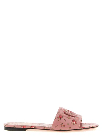 Dolce & Gabbana Floral Calfskin Slide In Pink
