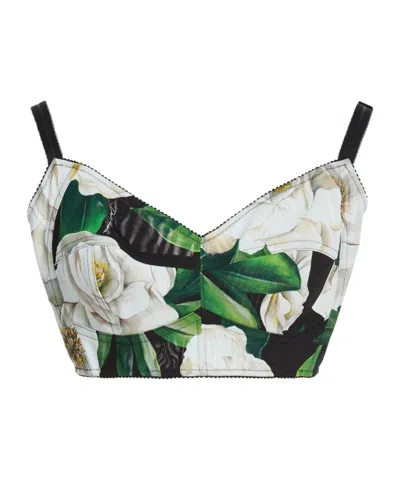 Dolce & Gabbana Floral Camisole Crop Top In Green