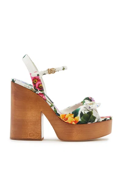 Dolce & Gabbana 85mm Keira Textile Clog Sandals In Multicolor