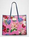 Dolce & Gabbana Floral Canvas Tote Bag In Pink