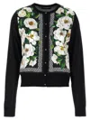 Dolce & Gabbana Floral Print Knit Cardigan With Ribbed Cuffs In Multicolor