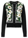Dolce & Gabbana Floral Print Knit Cardigan With Ribbed Cuffs In Multicolor
