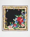 Dolce & Gabbana Floral-print Silk Twill Foulard (70x70) In Hn5qg Bouquet Fiori F Nero